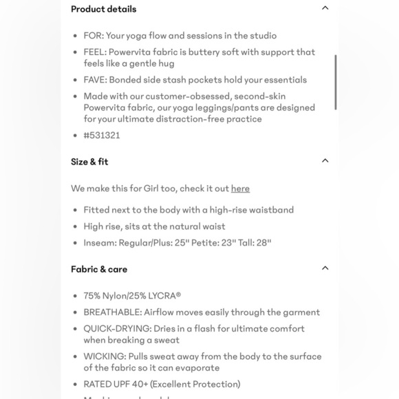 Athleta Salutation Stash Pocket II Capri PowerVita Blue , size Small Tall - Picture 7 of 9